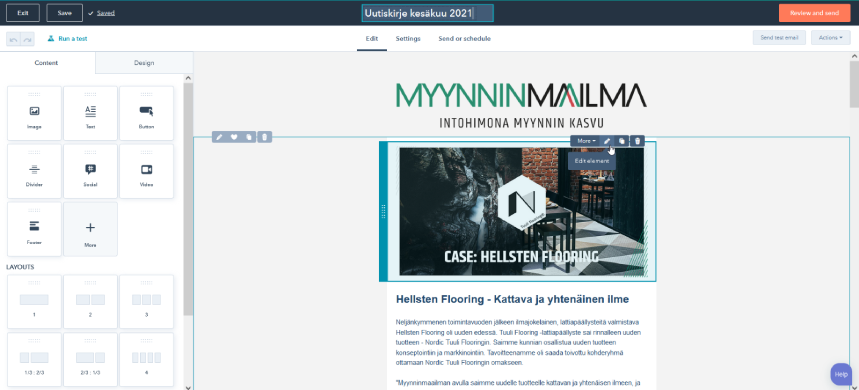 Uutiskirjeen tekeminen Hubspotissa